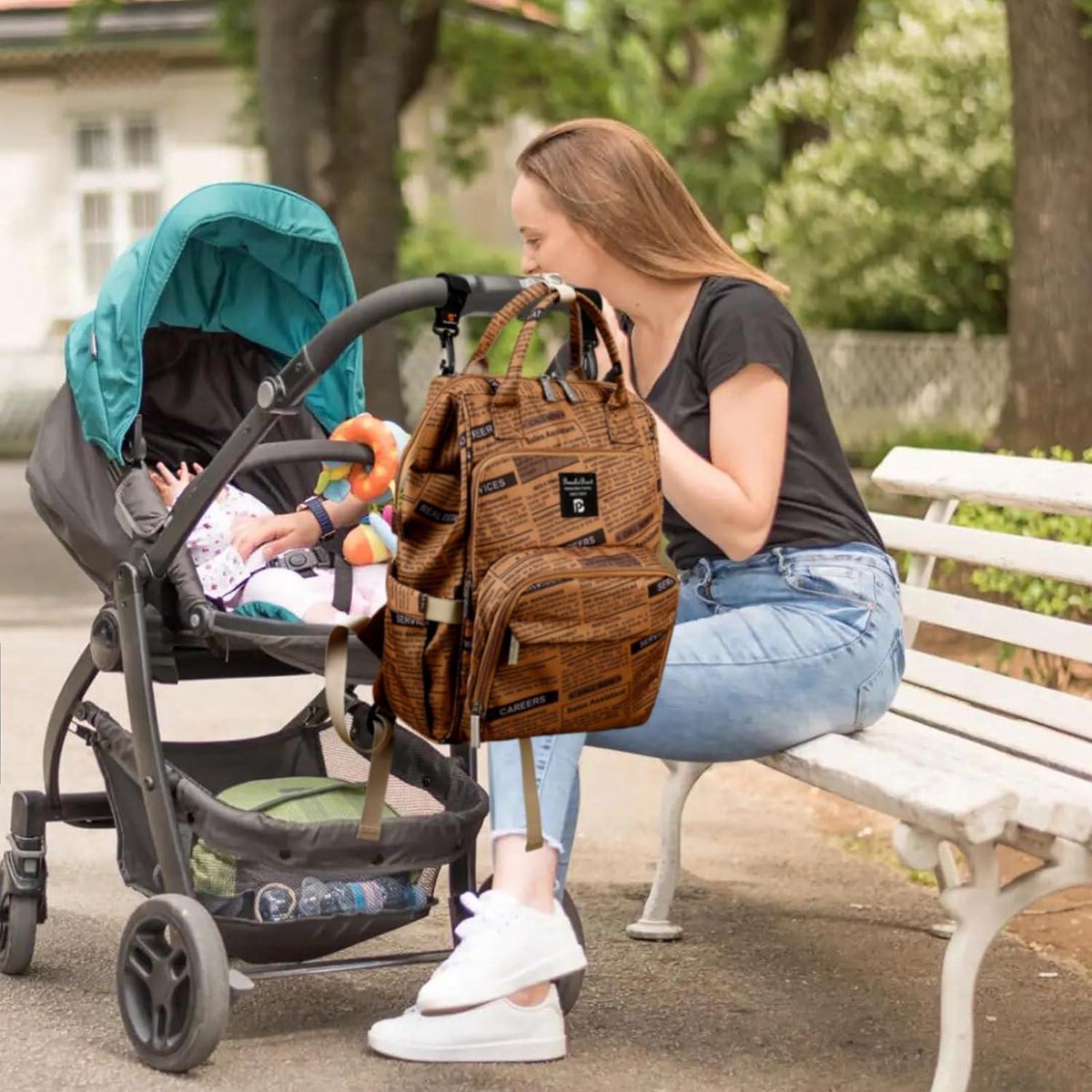 Pomelo Best Luierrugzak voor baby's, stijlvolle luiertas, rugzak met