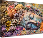 Portrait de Bouddha - Tableaux Religion - Peintures sur toile Fleurs - Décoration murale industrielle - Tableaux sur toile salon - Toile d'art 150x100 cm