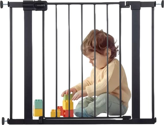 Safety 1st Easy Close Metal Gate, Traphekje zonder boren, Veiligheidshek baby, 73–80 cm (max. 108 cm), Eenvoudig sluitend, Openen met één hand, Zelfklemmend, Tweevoudige sluiting, Houteffect