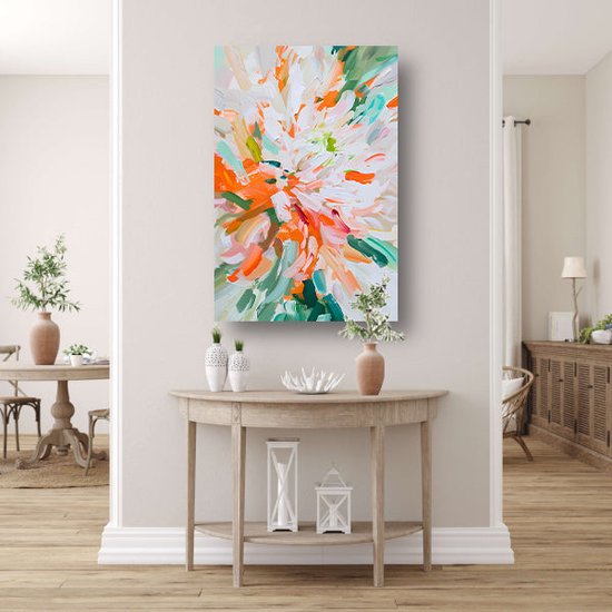 Portrait de Fleurs - Tableau nature - Peinture sur toile Couleurs - Décoration murale moderne - Toile cuisine - Oeuvre peinture toile 60x90 cm