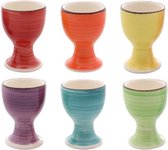 Bellatio Design Coquetiers Bright Color - lot de 6x - multi couleurs - céramique - 7 x 5 cm - pour petit déjeuner/brunch/Pâques