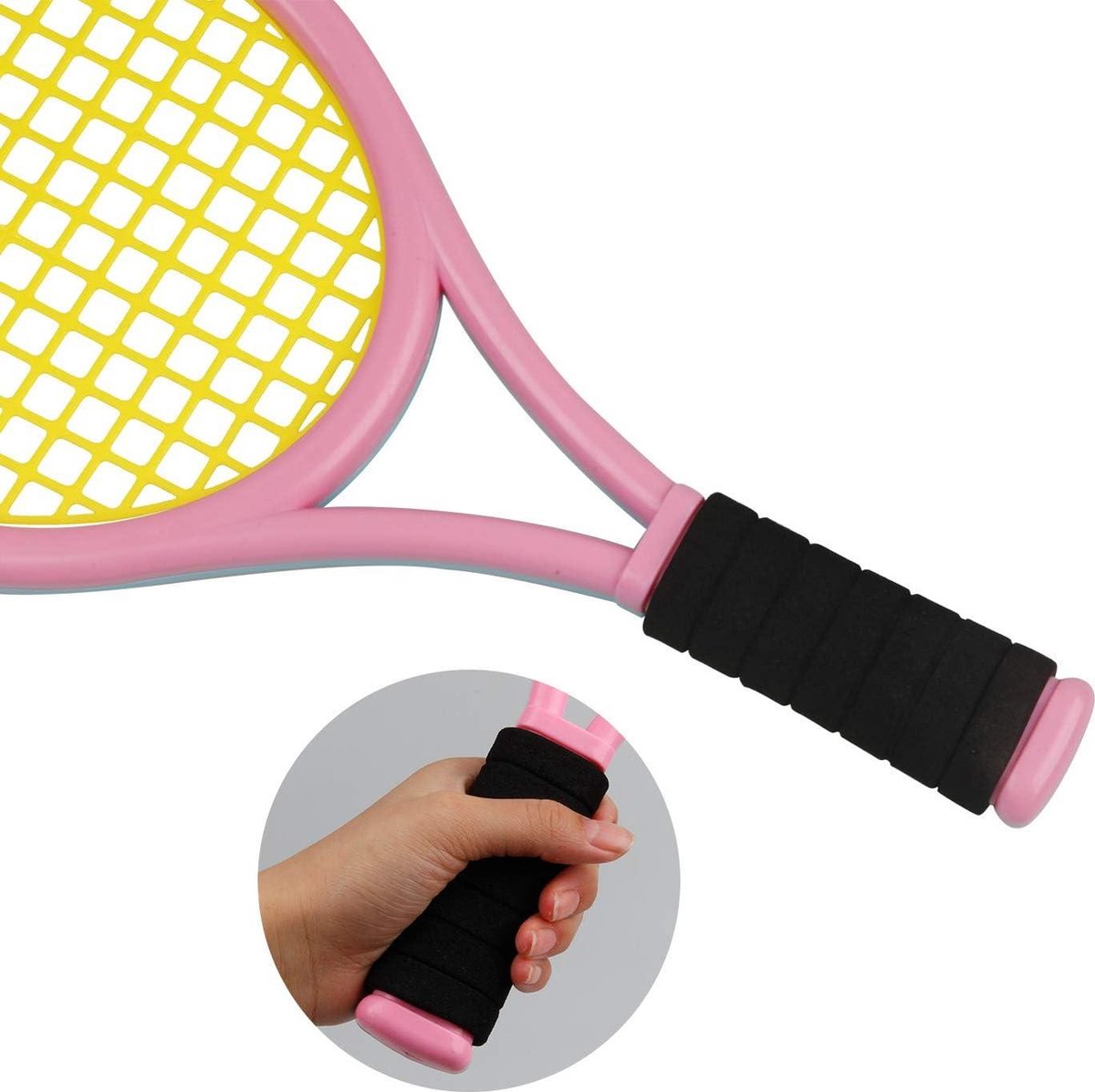 Crefotu Raquette De Tennis Pour Enfant Avec Sac - Set 2 Raquettes Plastique + 4 Balles Mousse + 6 Volants Badminton - Sport Intérieur Extérieur Dès 3 Ans