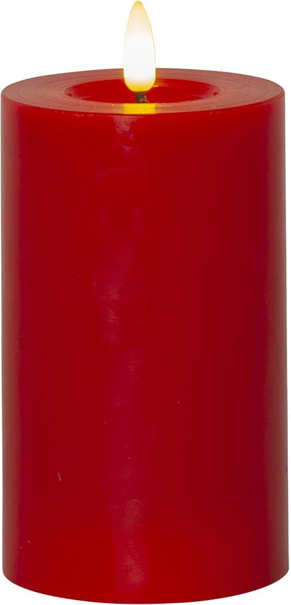 Star Trading Kaars Flame Flow, was, rood, zuilkaars, LED, timer, warm wit, 15 cm