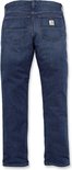 Spijkerbroek van donker denim, achterkant met Carhartt-logo.