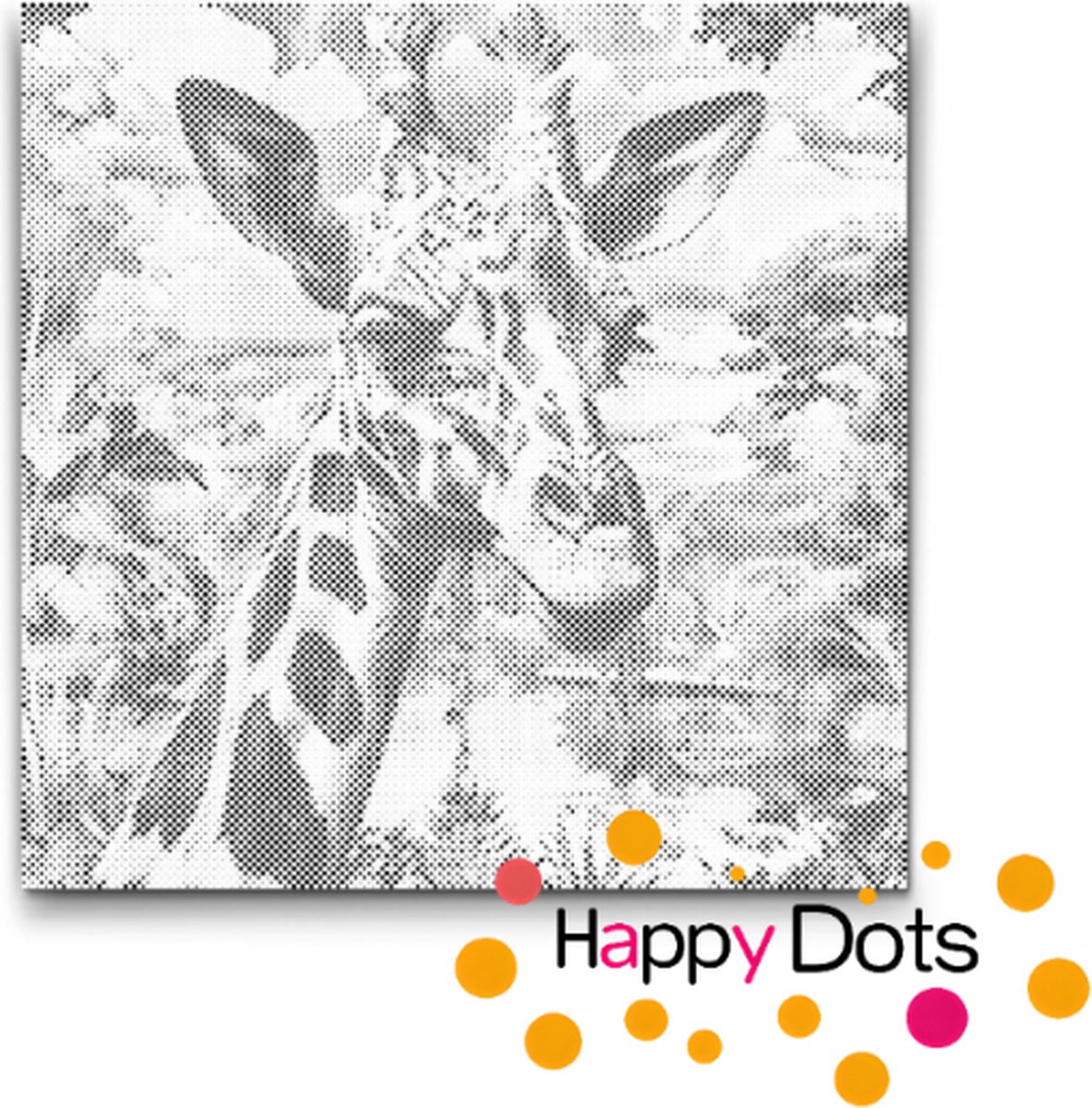 HappyDots DOT Painting Giraf Portret 50x50cm - Stippelschilderij
