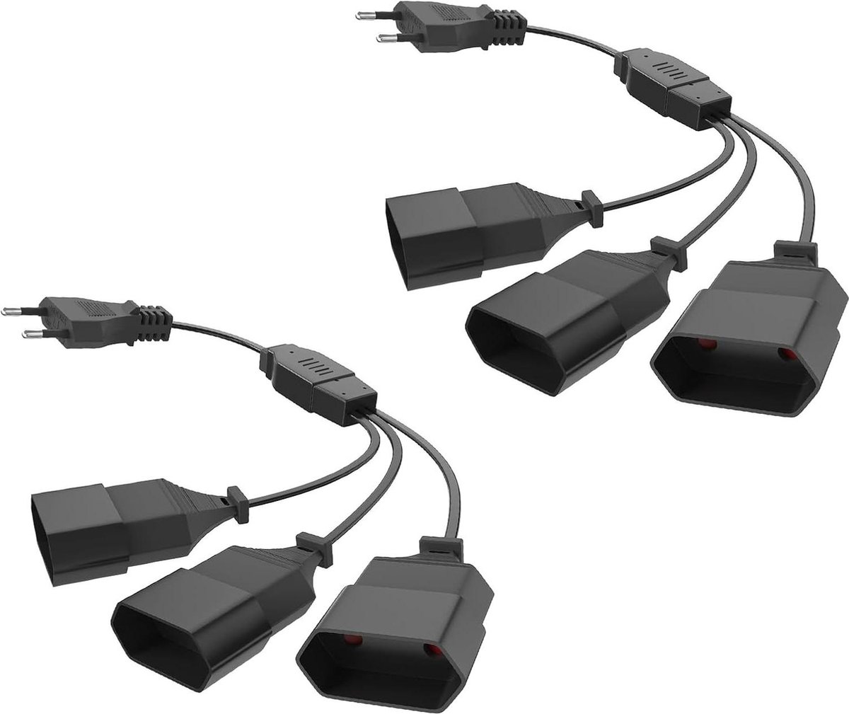 EU geaarde verlengkabel - 2 stuks - 3-in-1 stekkeradapter - 25 A/250 V - flexibele kabel - Euro converter-bus - meervoudige stekkerdoos-uitbreidingen - computer tv pc telefoon