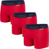 Undiemeister Boxer - Boxer court garçons - Sous-vêtements - Caleçons garçons - Made of Mellowood - Boxer - Bright Sunrise (Rouge) - 3 pièces - 104-110