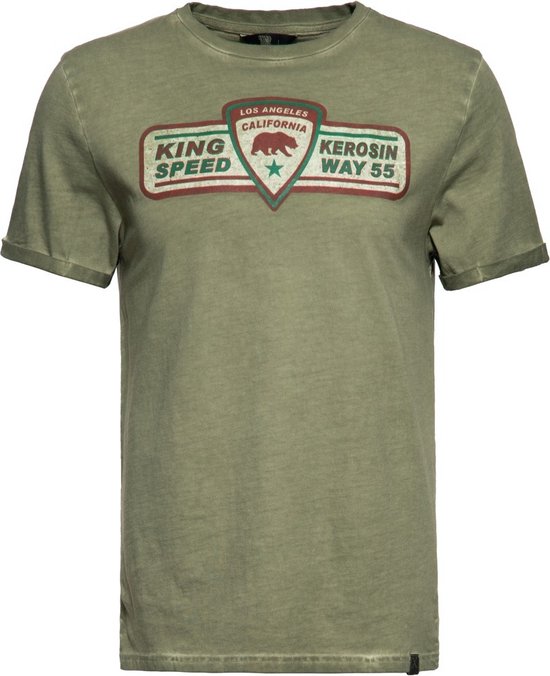 King Kerosin Speedway 1955 Oil Washed T-shirt olijfgroen