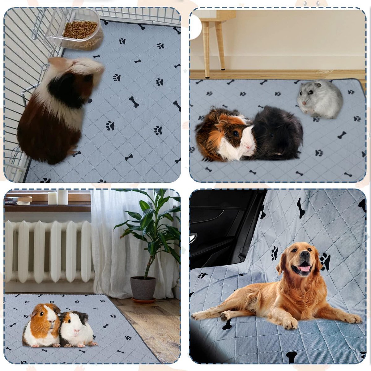 4-pack cavia-kooivoeringen, 30 x 30 cm wasbare cavia-plaspads, herbruikbare waterdichte snel absorberende huisdiermatten voor kleine dieren, konijnen, hamsters, chinchilla's 4-pack cavia-kooivoeringen, 30 x 30 cm wasbare cavia-plaspads, herbruikbare waterdichte snel absorberende huisdiermatten voor kleine dieren, konijnen, hamsters, chinchilla's