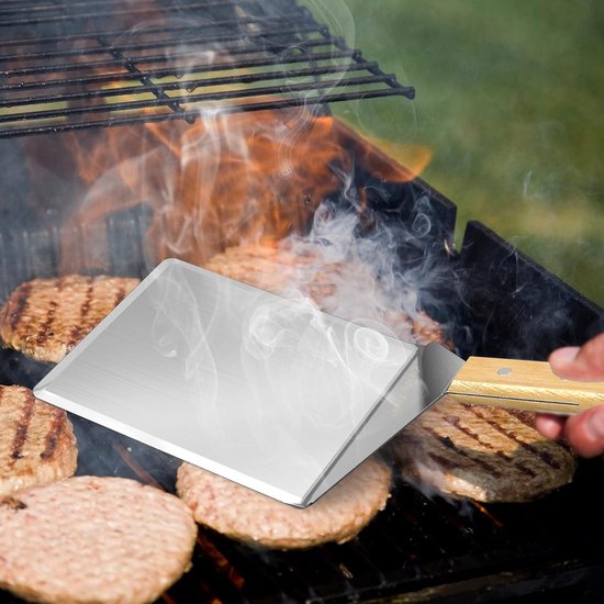 Onlyfire BBQ Grill Accessoires Tool Kit - Roestvrijstalen bakplaat Spatel Schraper Gereedschap en Gietijzeren Grill Pers voor platte tops, bakplaten, grills, ovens en fornuizen koken