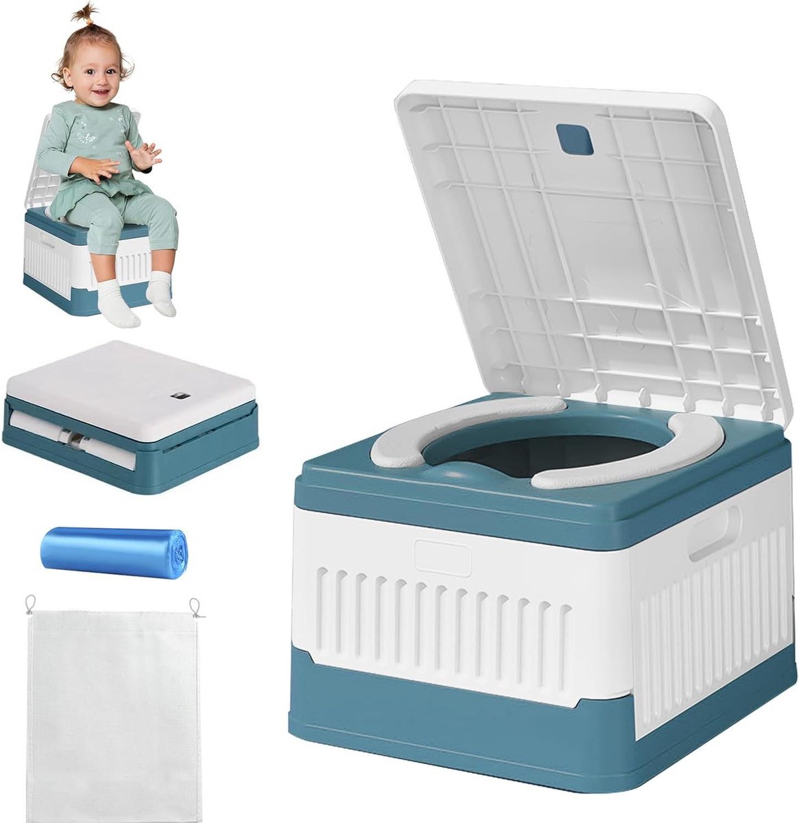 Campingtoilet, opvouwbaar, groot formaat, mobiel toilet, droog