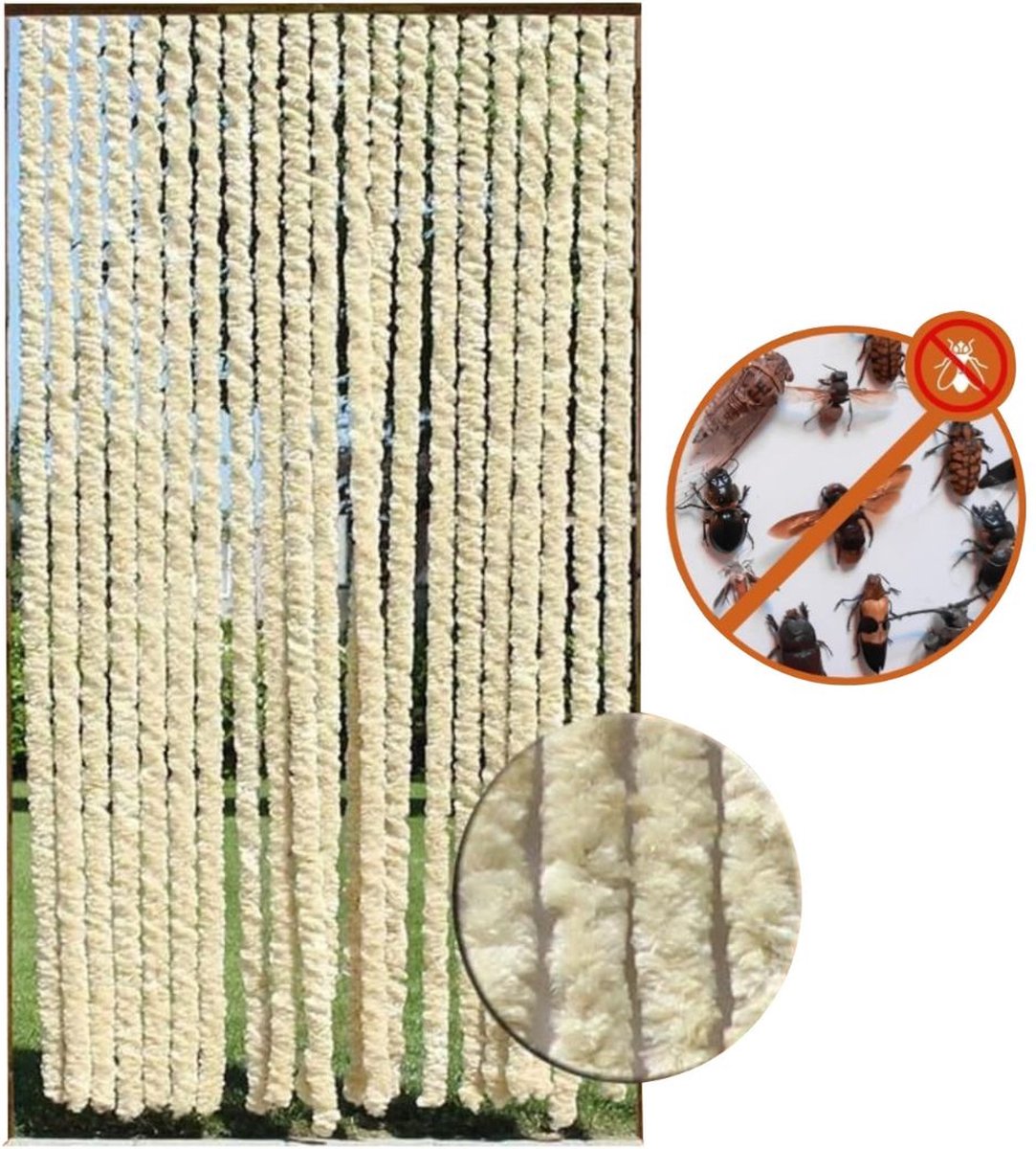 MKSS® Vliegengordijn Kattenstaart - Deurgordijn - Hordeur - Beige