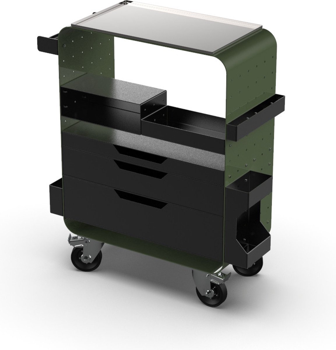Impala Mobile Workstation Army Green | Verrijdbare Werktafel Voor Tattoo PMU En Beauty | Mobiele Trolley Met Opbergruimte Voor Tools Supplies En Apparatuur | Geschikt Voor Salon Behandelruimte Shop En Creatieve Studio | Dagelijks Gebruik