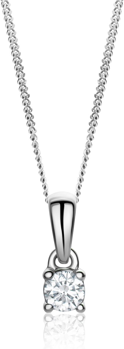 Miore Pure Collier Ketting Dames - 14 Karaat Goud - Met Diamanten - Met Hanger - 45 cm