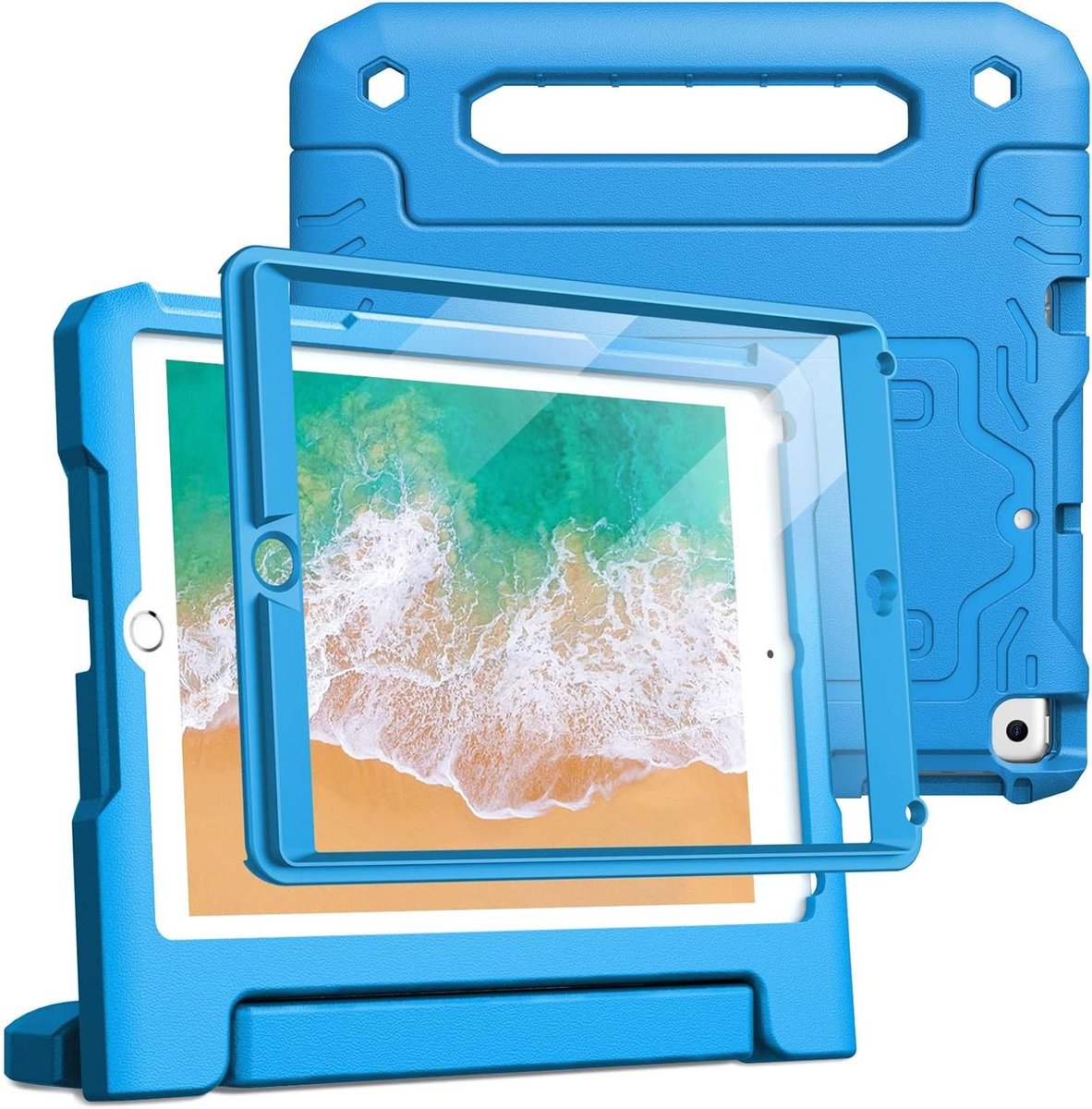 iPad 97-Inch Kinderen Case - Schokbestendig Hoes met Handvat en Screen Protector - Blauw