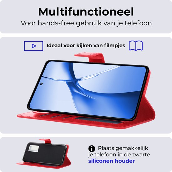 Étui pour OnePlus Nord CE 4 Case Book Case Cover Wallet Cover Wallet Case avec 2x Protecteur d'écran - Étui pour OnePlus Nord CE4 Cover Bookcase Case - Rouge