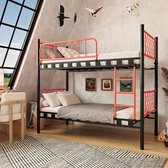Bol.com AirSleeperz® heavy duty metalen stapelbed Levi - kinderbed hoogslaper voor 2 personen - Kleur: zwart/oranje - Afmeting 9... aanbieding