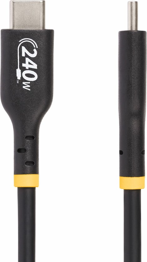 StarTech.com Câble de Recharge USB-C de 2m, Cordon USB-C Certifié USB-IF, 240W PD EPR, Câble Chargeur USB 2.0 Type-C pour Ordinateur Portable, Câble de Transfert de Données USB-C, Gaine TPE, M/M