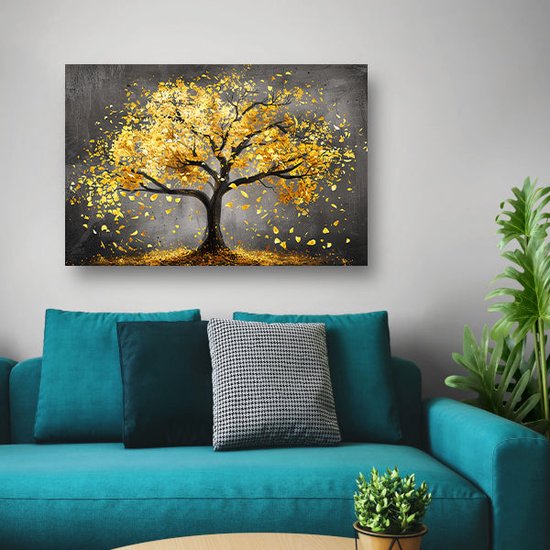 Décoration murale arbre - Tableaux nature - Tableau toile Feuilles - Décoration murale moderne - Toile - Décoration chambre toile 150x100 cm