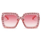 partybril vierkant - Festival bril - Rave bril - Glasses - Met steentjes - Roze