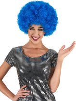 Vegaoo - Blauwe afrodiscopruik voor volwassenen - Blauw - One Size