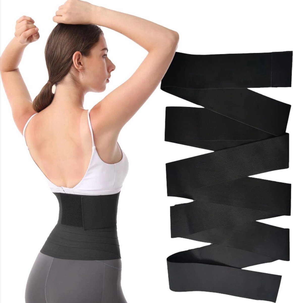 Goedkoopste De ultieme 4 meter lange postpartum band met afbreektekens voor afslanken, waist power en een zandloperfiguur sauna band, taille wrap, zwangerschapsband en zweetband van Heble®