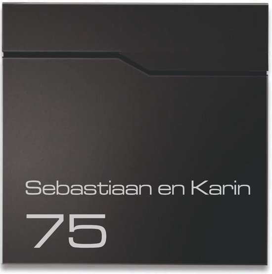 BR200.2 Boîte aux lettres noire avec naam et numéro de maison 35x35x11cm