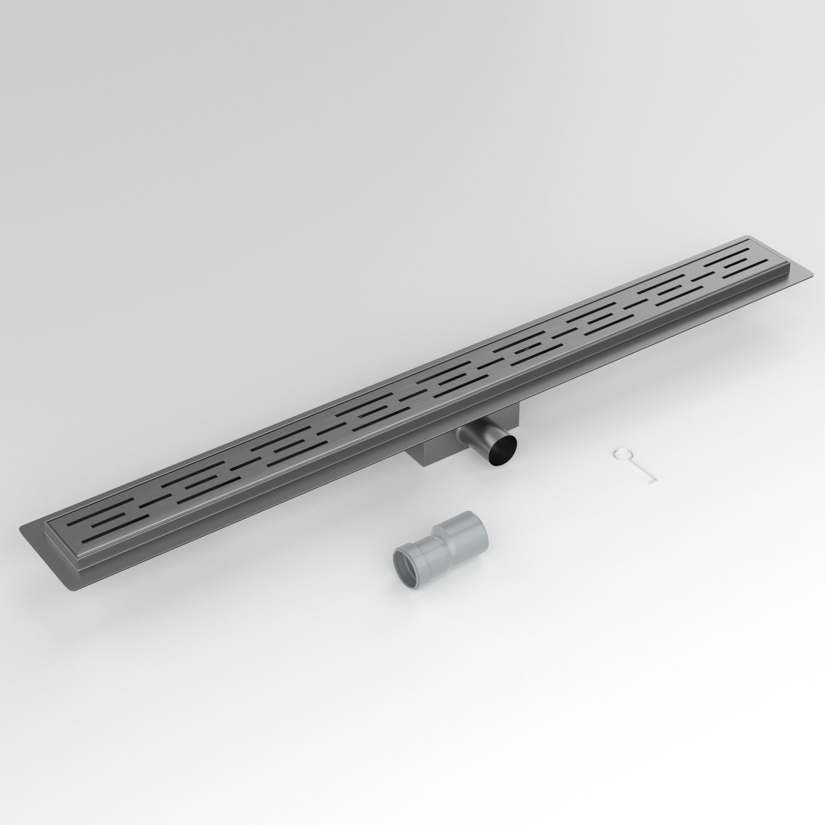 WEBO GUN METAL Douchegoot compleet met flens Standaard rooster RVS | Uitneembare Sifon - Tegelrooster - 90 cm