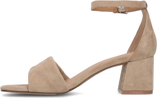 Manfield - Femme - Sandales à talons en daim beige - Taille 38