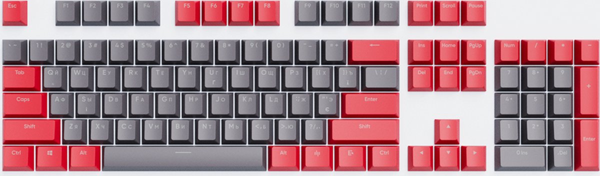 Dark Project - KS-42 PBT - Keycaps - Rood/Grijs - ENG/RU/UA