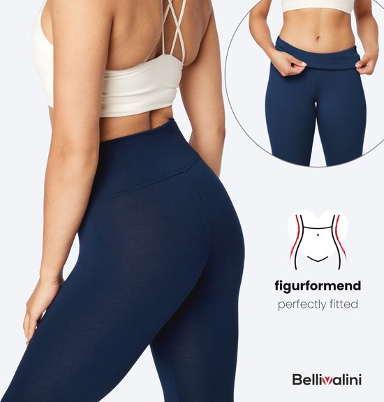 Donkerblauwe, figuurvormende Bellivalini legging met hoge taille.