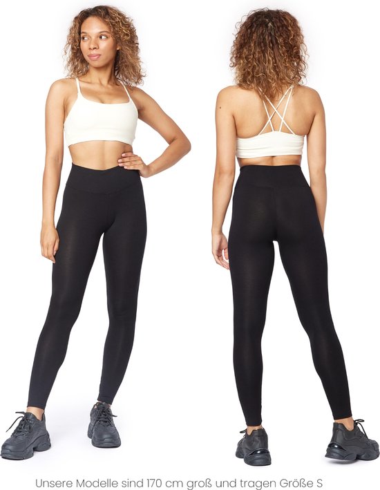 Bellivalini BLV-BLV50-292-LE Dames Leggings - Sport - Vrijetijdsbroek - Lang-High Waist Slim - Viscose - Sporbroek - Yogabroek - Zwart - S