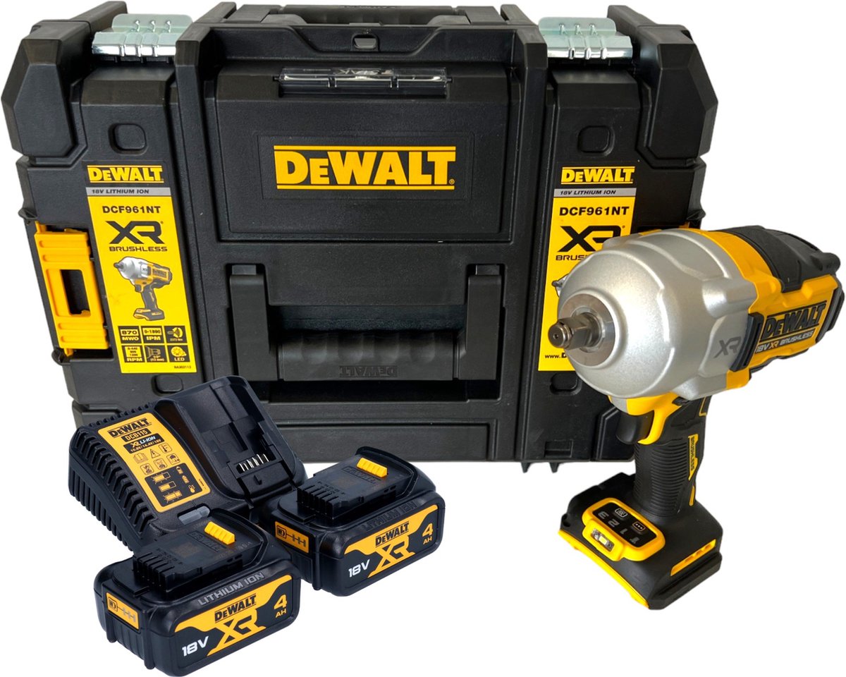 DeWalt DCF 961 M2T accu-slagmoersleutel 18 V 1632 Nm 1/2" borstelloos + 2x accu 4,0 Ah + oplader + TSTAK