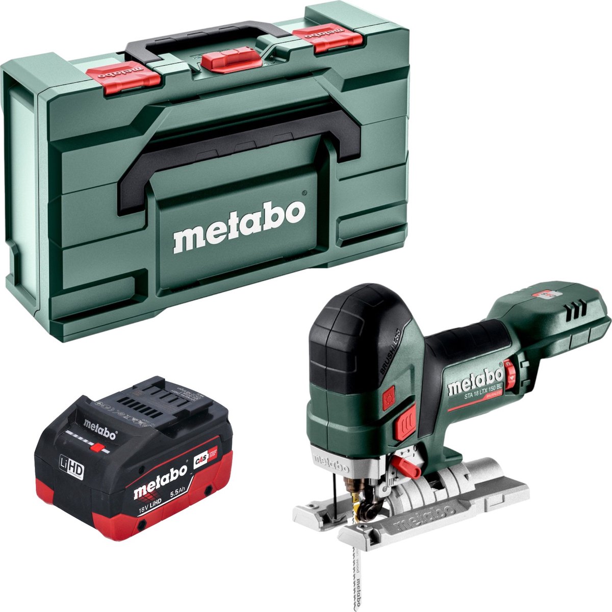 Metabo STA 18 LTX 150 BL accu-decoupeerzaag 18 V 150 mm borstelloos + 1x LiHD-accu 5,5 Ah + Metabox - zonder oplader