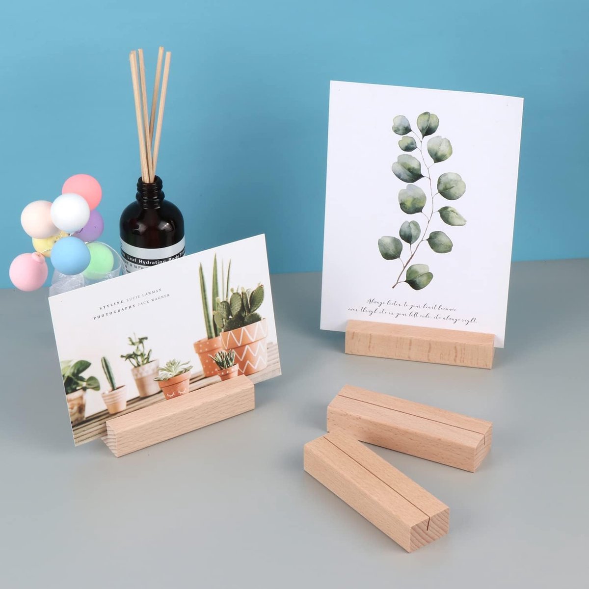 Porte-Cartes En Bois Cylindriques Worown - Lot De 20 Avec Cartons Kraft Et Corde Chanvre 30m