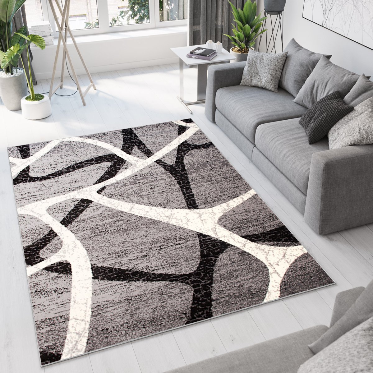 Tapiso Dream Vloerkleed Grijs Laagpolig Woonkamer Slaapkamer Tapijt Maat- 180x250