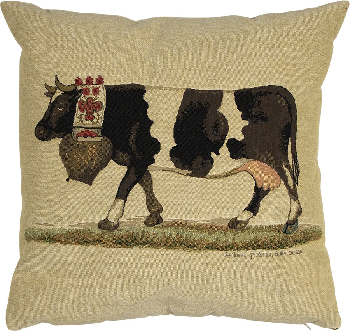 Mars & More gobelin kussen almabtrieb koebel wit zwart 45x45cm Multi