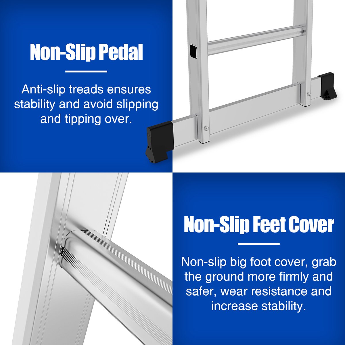 Vouwladder 4x4 Leunladder Aluminium Multifunctionele ladder Verlengladder – foto 4
