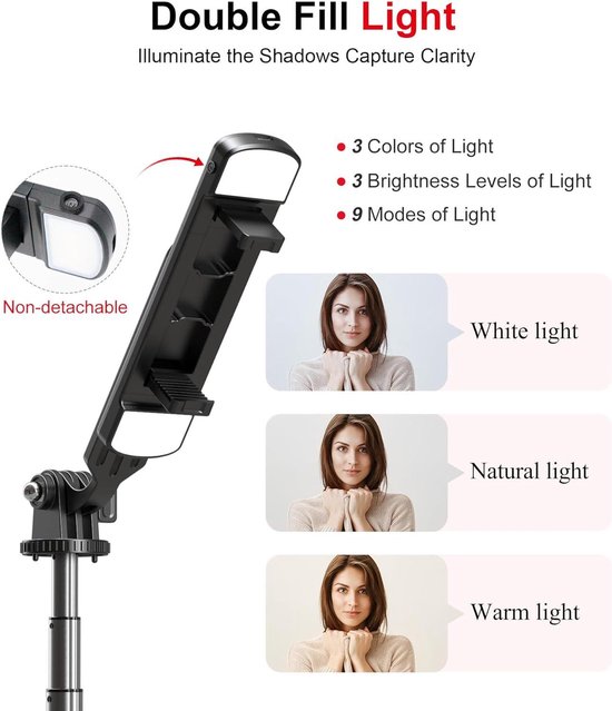 Trépied Smartphone 180CM Extensible Avec Télécommande - Perche Selfie Et Support Téléphone Portable