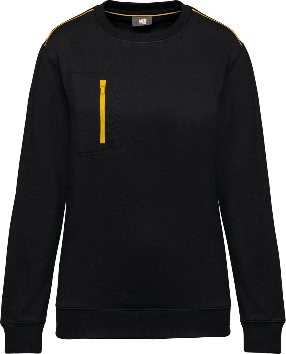 WK. Designed To Work Day To Day unisex sweater met zip contrasterende zak WK403 - Black / Yellow - 4XL