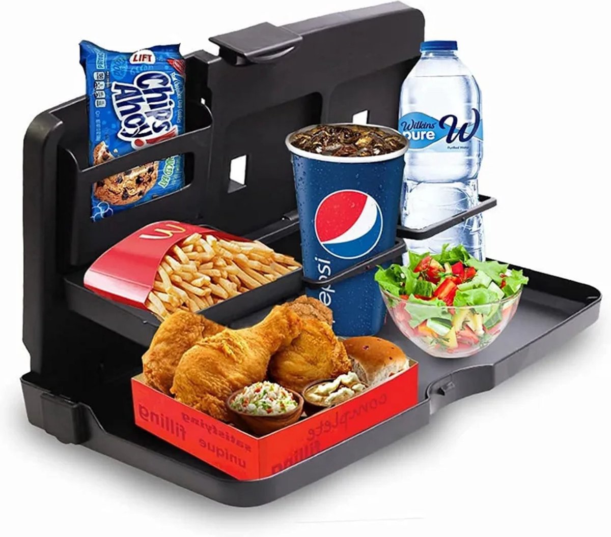Repus - Auto Backseat Opklapbare Tray - Eten en Drinken - Beker Houder - Car Dating - Fast Food - Reizen - Road Trip - Handy - 34x20x35cm - Zwart