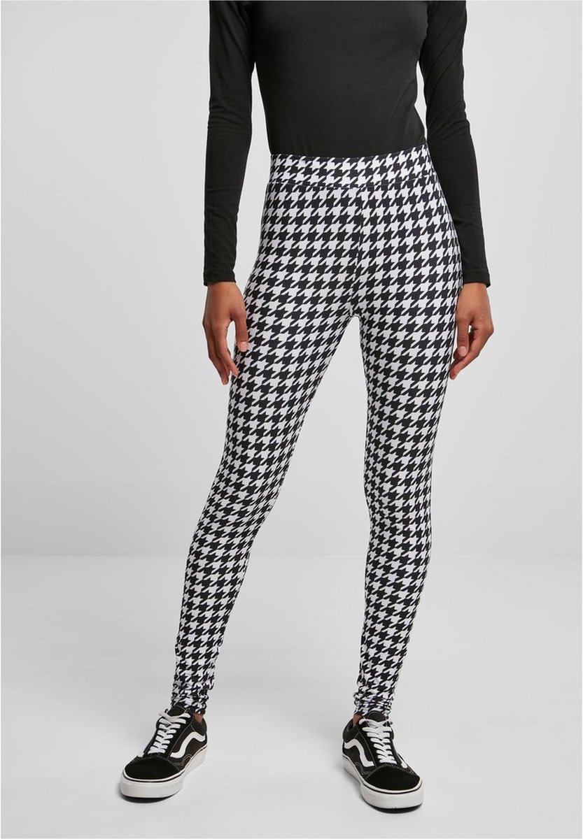 Urban Classics Soft AOP blackhoundstooth Legging L Zwart