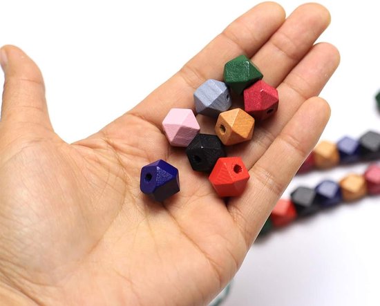 DAHI 60 Kleurrijke Houten Kralen – 20 Mm, Met Boorgat, Voor Sieraden Maken En DIY-projecten 2 miniatura