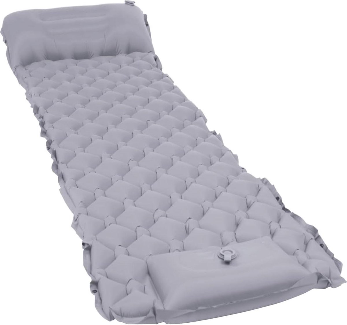 Ultralicht Isomat voor outdoor camping - Grijs luchtmatras met voetpomp - Opvouwbare slaapmat met hoofdkussen - Kleine verpakkingsmaat
