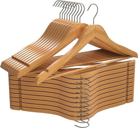 HOUSE DAY Houten broekhangers, 20 stuks antislip rokhangers, gladde