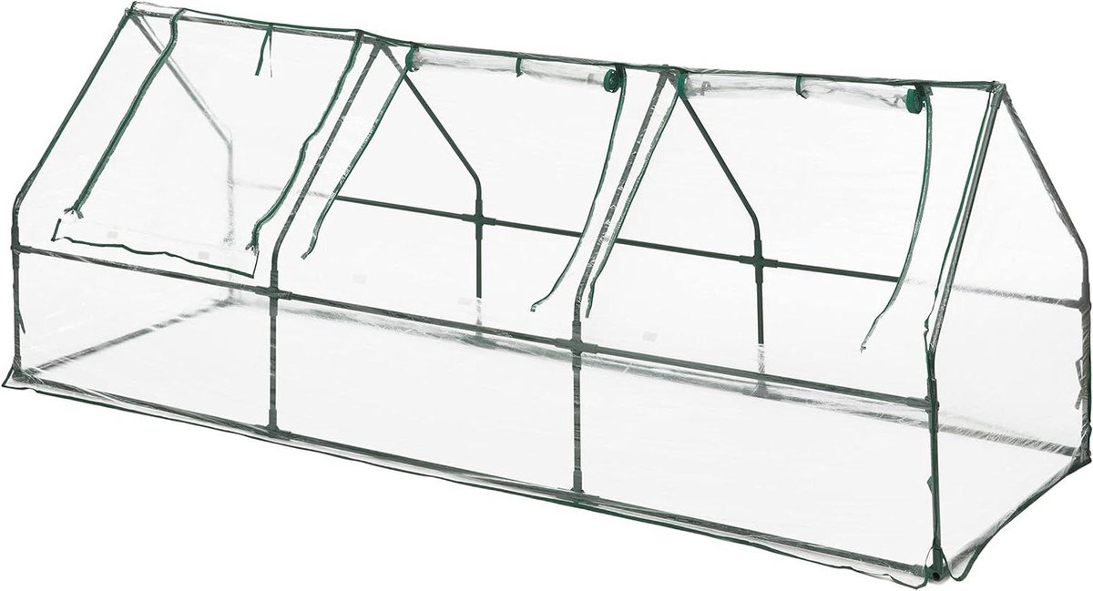 Green Harmony Kweekkas 3 ramen ritssluiting klittenband lussen HxBxD: 98 x 269 x 92 cm doorzichtig groen Green Harmony Tuinkas