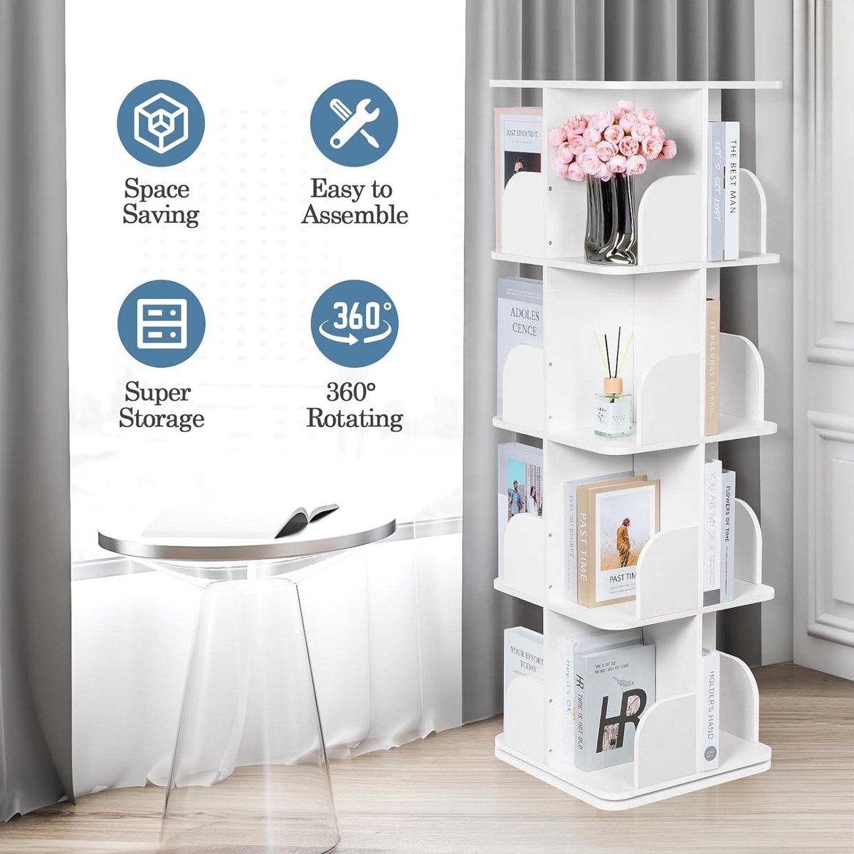 Lutrin Lecture Réglable Support Livre Rotatif En Bois Avec Tiroir - Réglable 360° Et Support Magnétique Support Livre Bois Rotatif