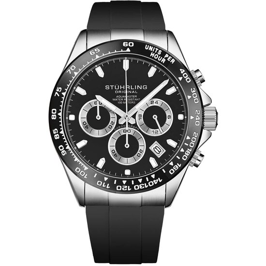 Foto: St hrling aquamaster 4050 42mm chronograaf horloge horloge heren horloges voor mannen waterdicht 100m tachymeter bezel