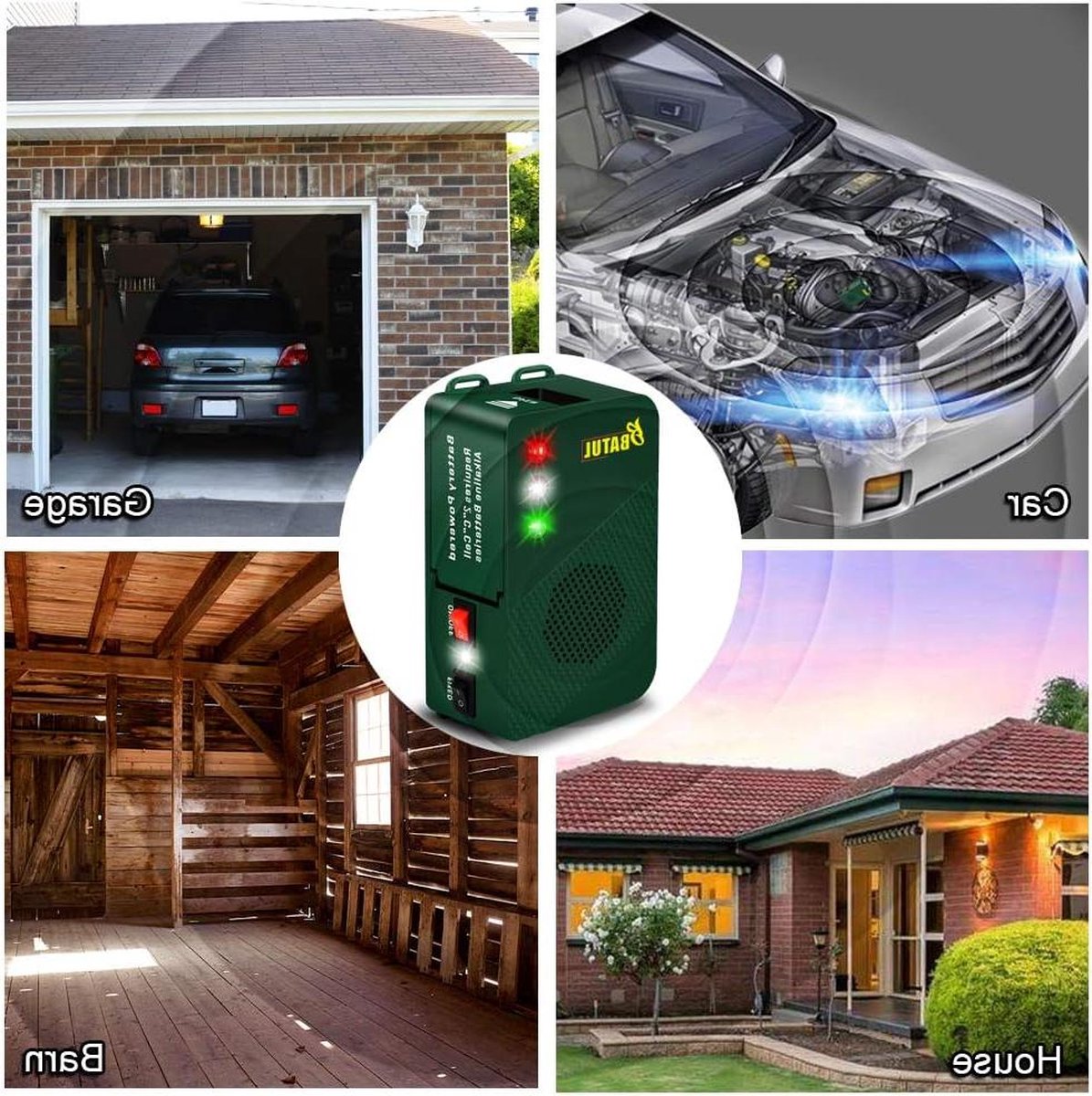 Op batterijen werkende marterbescherming met ultrasone akoestiek Voor marterafweerapparaat huisdierafweer LED-licht Huis garage zolder motorruimte camper Set van 2