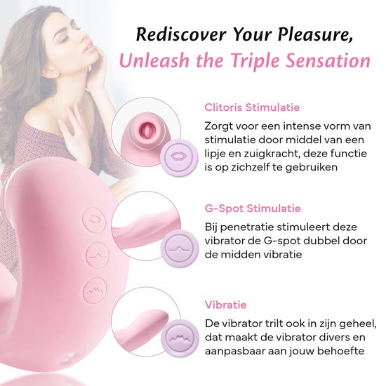 Fae® Vibrator voor Vrouwen - Clitoris & G spot Stimulator - Zuig en druk functie - Penetratie Dildo - Sex Toys voor Vrouwen en koppels - Seksspeeltjes - Thrive Series - Blushing Bride